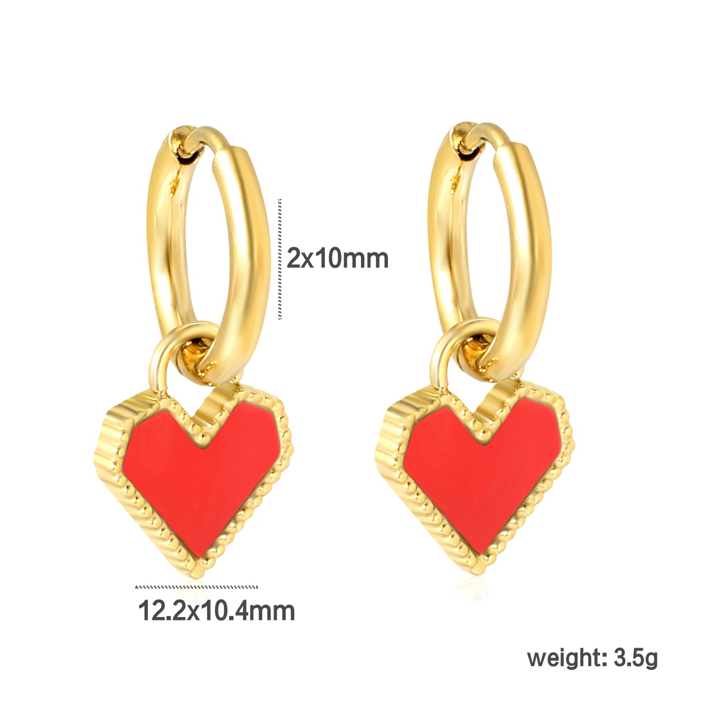 Jewelry Supplier of Golden Earring Clasps & Heart Inlaid White Shell & Black & Red Acrylic