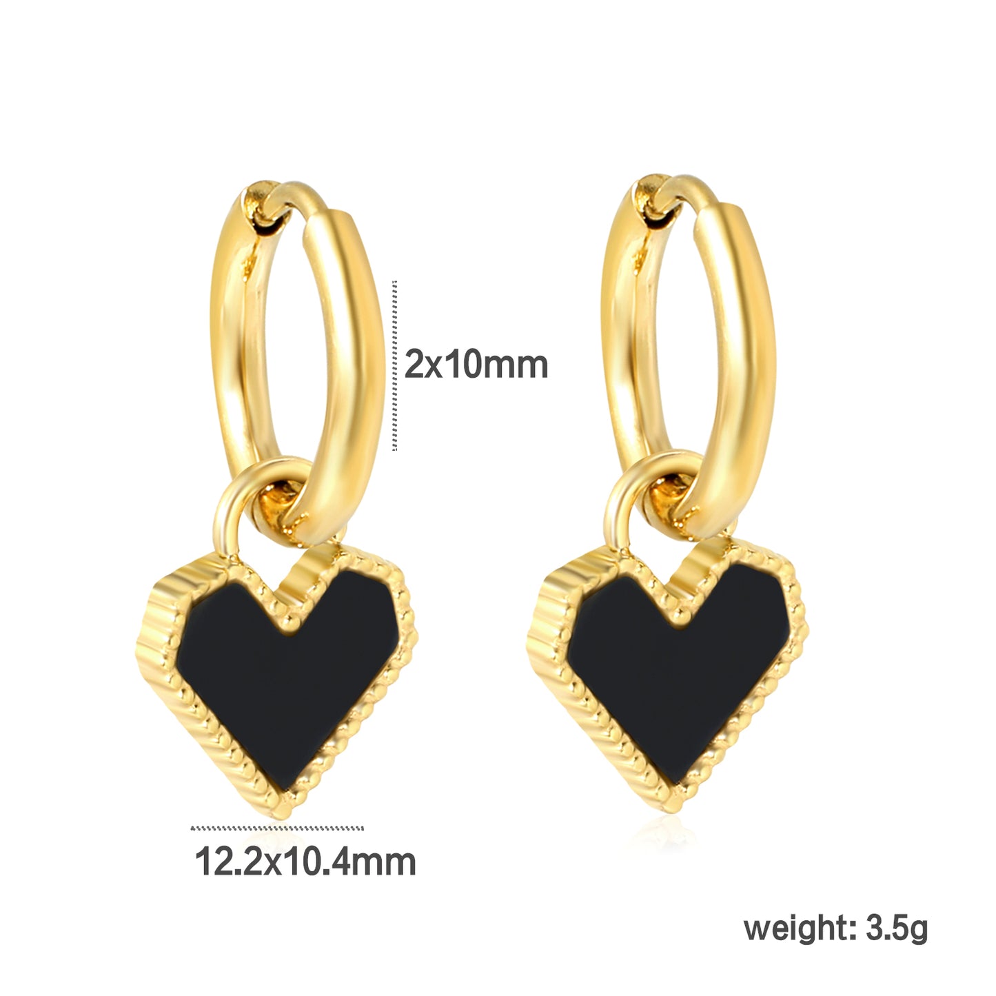 Jewelry Supplier of Golden Earring Clasps & Heart Inlaid White Shell & Black & Red Acrylic