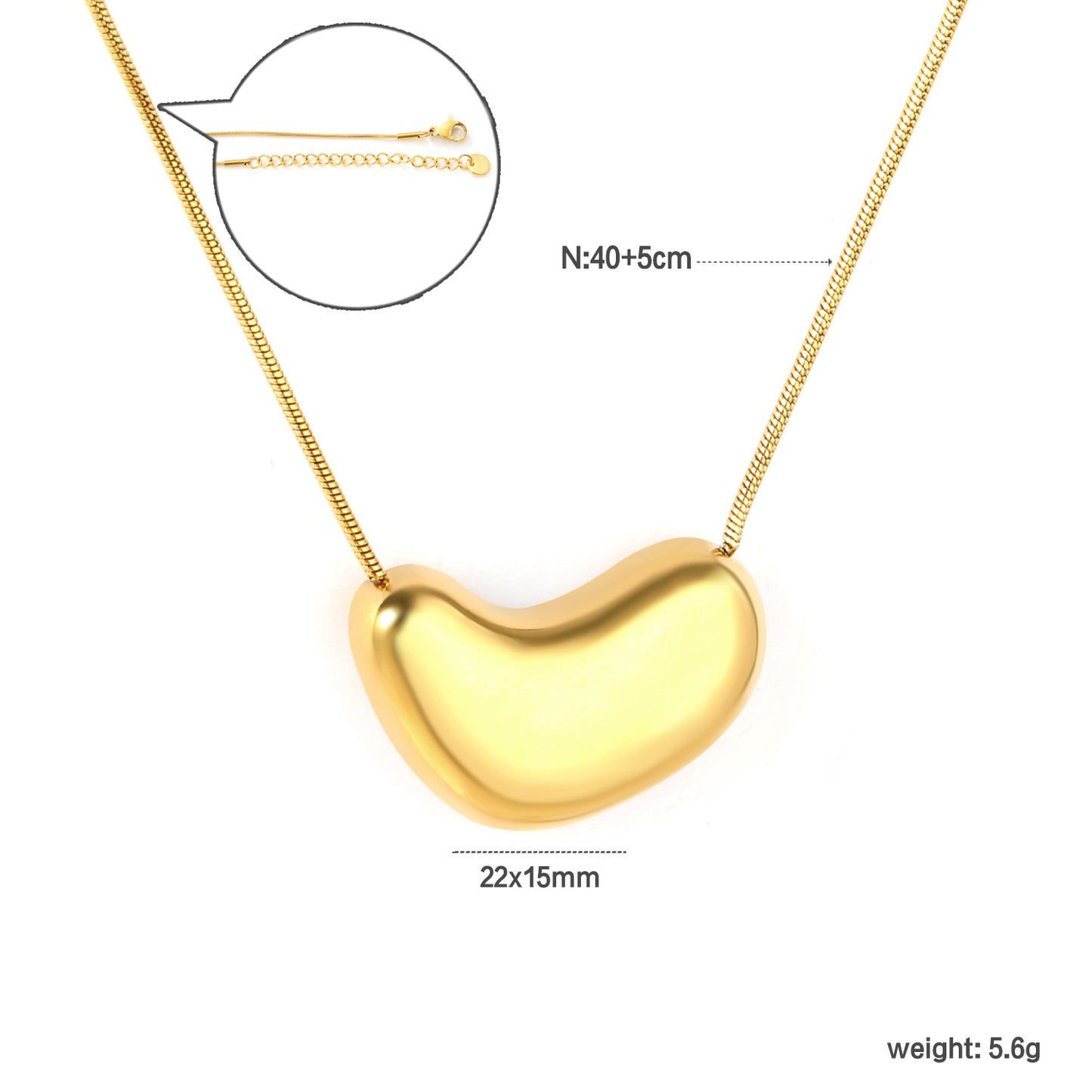 Wholesale 18K Gold Plated Pod-Shaped Pendant Necklace Organic Curve Minimalist Natural