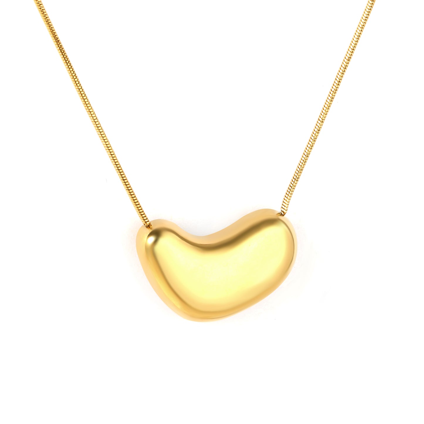 Wholesale 18K Gold Plated Pod-Shaped Pendant Necklace Organic Curve Minimalist Natural