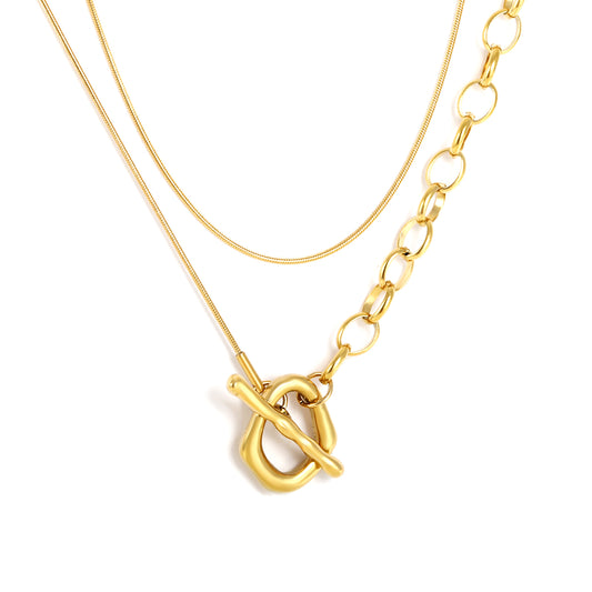 Bulk 18K Gold Plated Luxe Drop & Oval Pearl Snake Chain Necklace