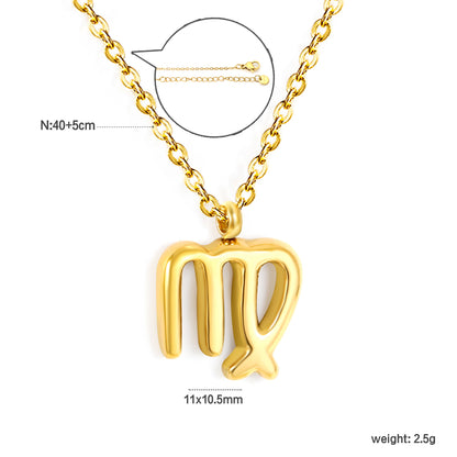 Wholesale 18K Gold Plated Zodiac Sign Necklace Astrological Symbol Pendant Delicate Chain Celestial Luxury