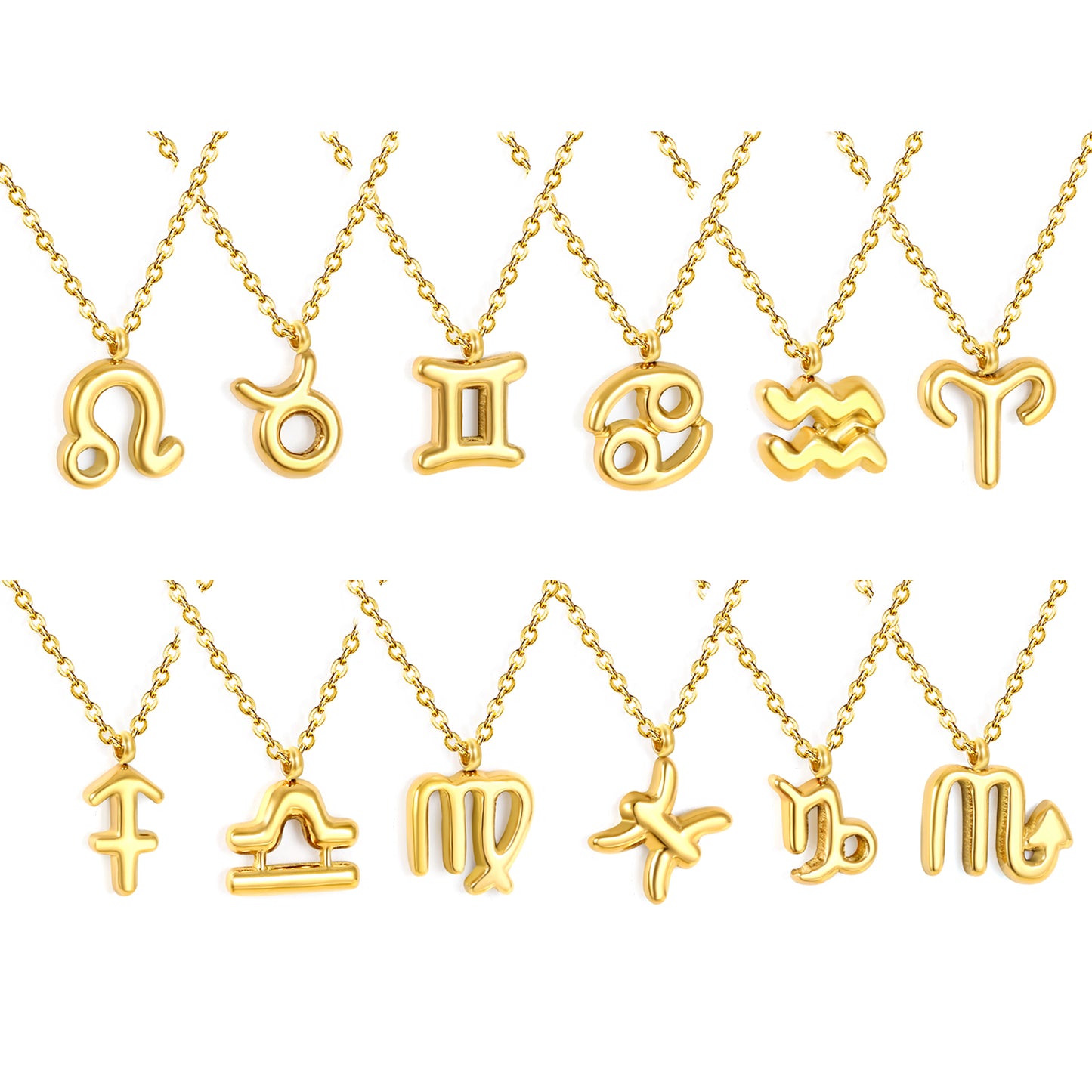 Wholesale 18K Gold Plated Zodiac Sign Necklace Astrological Symbol Pendant Delicate Chain Celestial Luxury