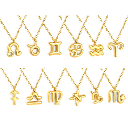 Wholesale 18K Gold Plated Zodiac Sign Necklace Astrological Symbol Pendant Delicate Chain Celestial Luxury