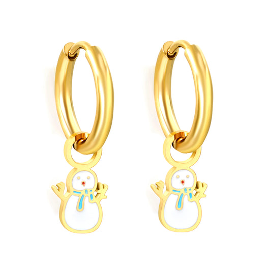 Bulk Snowman Hoop Earrings Winter Whimsy