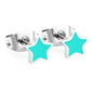 Wholesale Stainless Steel 18K Gold Plated Star with Mint Green Drip Earrings