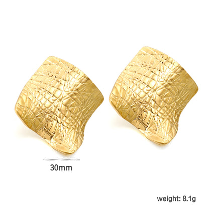Wholesale Gold Textured Block Hoop Earrings