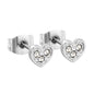 Wholesale stainless steel 18K gold plated heart-shaped white diamonds stick ordinary pin earrings