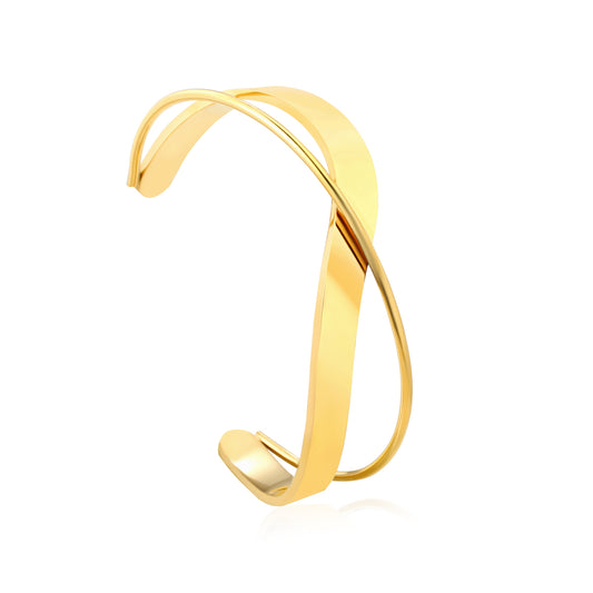 Bulk 18K Gold Plated Modern Crossed Geometric Bangle Bracelet