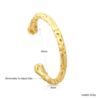 Bulk 18K Gold Plated Artisanal Hammered Drop Bangle Bracelet