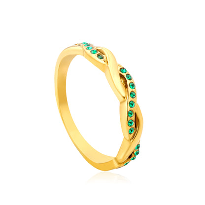 Wholesale 18K Gold Plated Twisted Band Ring Diamond & Gemstone Options Multi-Color Festival Luxury