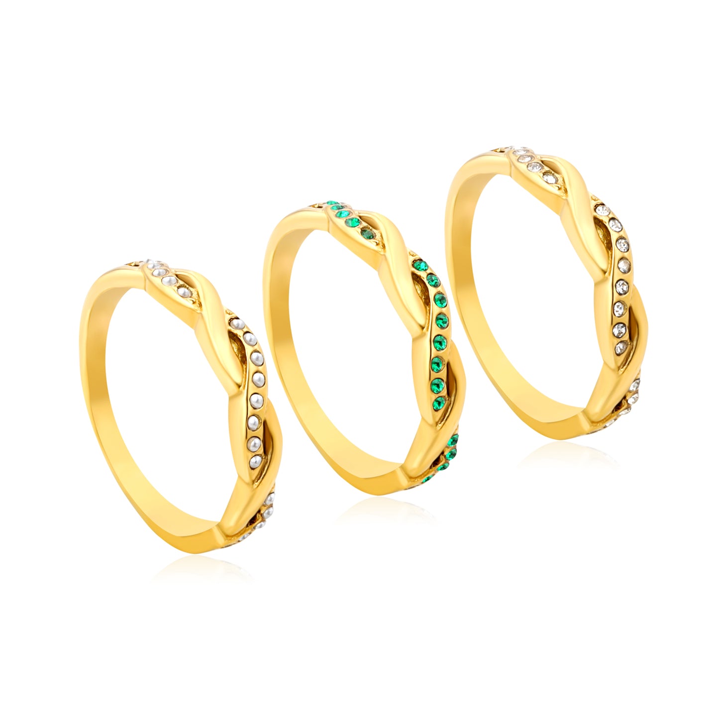 Wholesale 18K Gold Plated Twisted Band Ring Diamond & Gemstone Options Multi-Color Festival Luxury