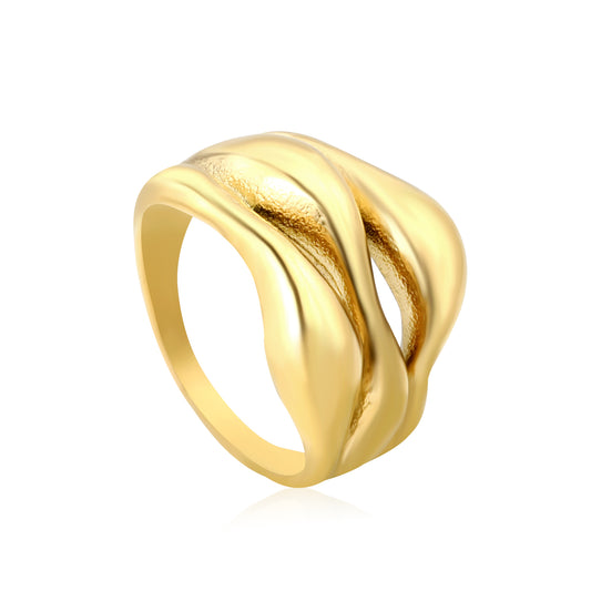 Bulk 18K Gold Plated Natural Wave Textured Ring
