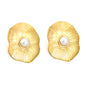 Wholesale Stainless Steel Ruffle with Half White Gum Bead Earrings