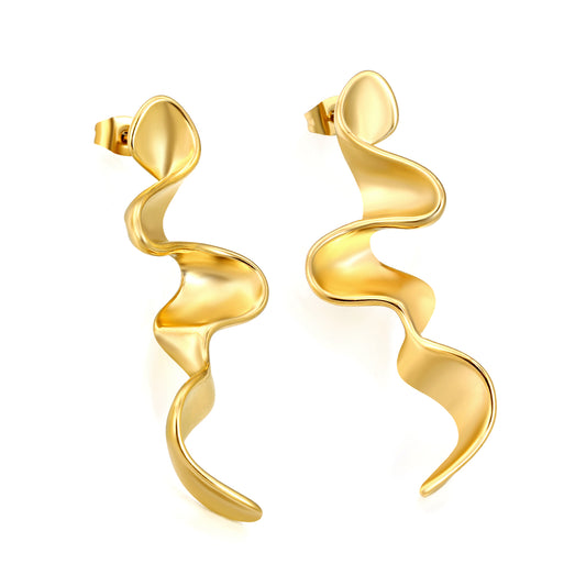 Bulk Wavy Twist Earrings Avant-Garde Edge