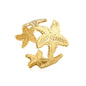 Bulk 18K Gold Plated Marine Triple Starfish Open Ring