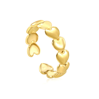 Wholesale Heart-shaped Layered Open 18K Gold Stainless Steel Ring