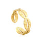 Wholesale Shell Linked Open 18K Gold Stainless Steel Ring
