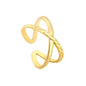 Wholesale Double Ring Braided Open 18K Gold Stainless Steel Ring