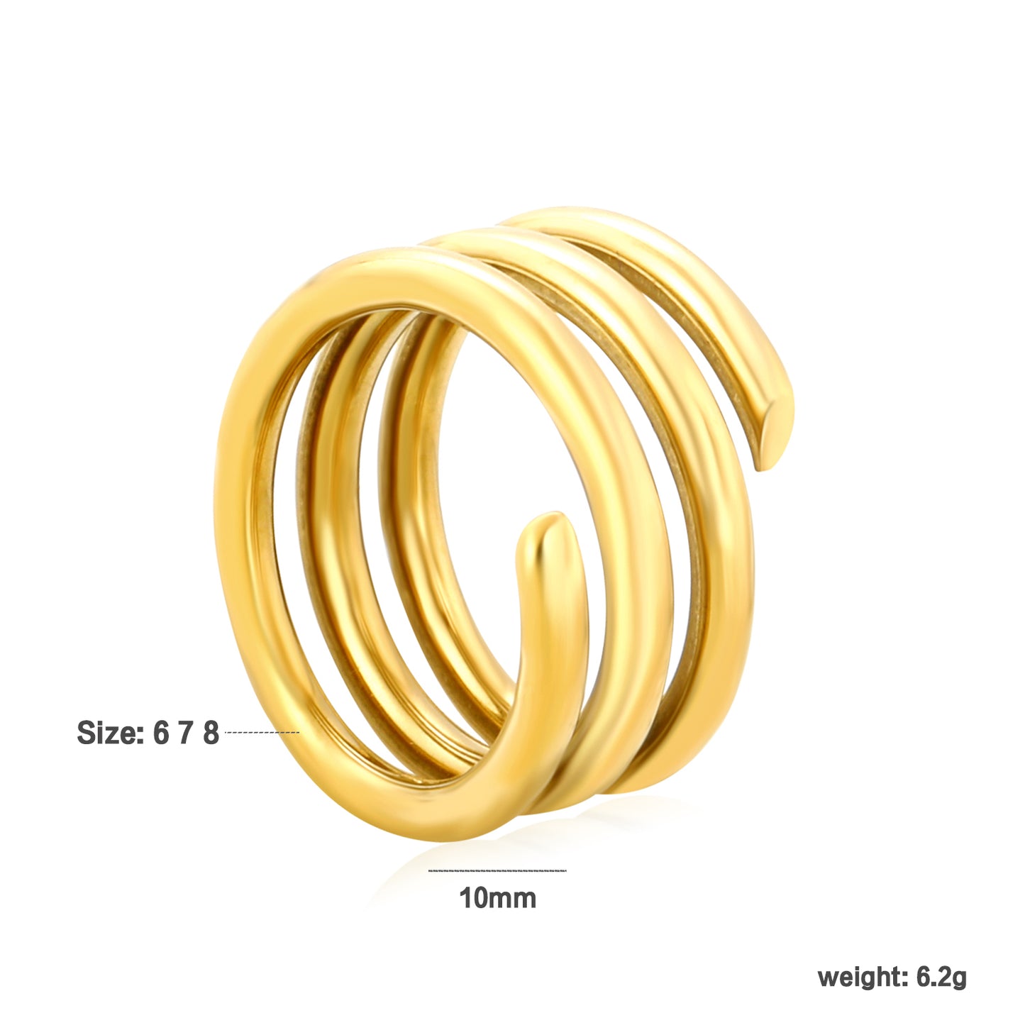 Wholesale 18K Gold Plated Multi-Loop Stacking Ring Interwoven Circle Sculpture Light Luxury