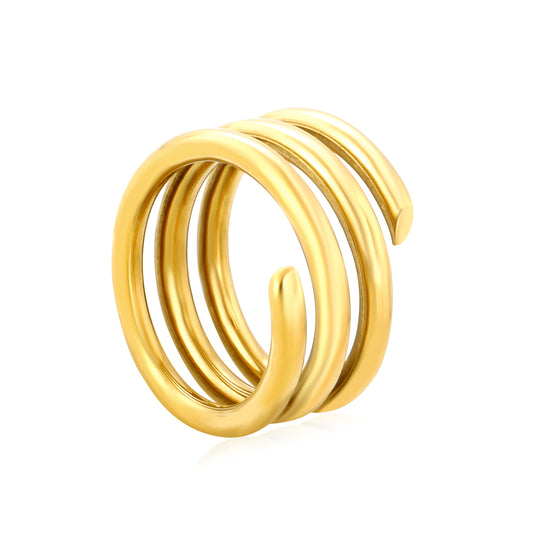 Wholesale 18K Gold Plated Multi-Loop Stacking Ring Interwoven Circle Sculpture Light Luxury