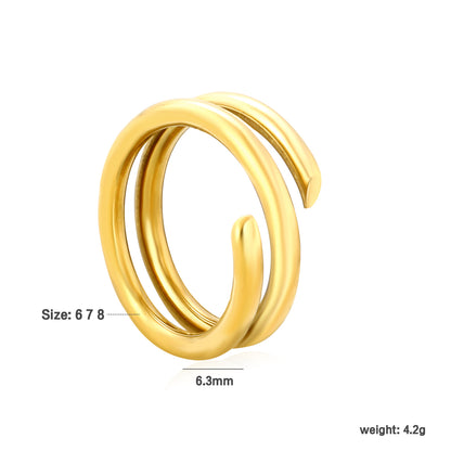 Wholesale 18K Gold Plated Double Helix Open Ring Stacked Loop Architecture Modernist Art