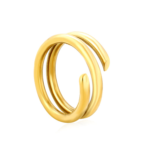 Wholesale 18K Gold Plated Double Helix Open Ring Stacked Loop Architecture Modernist Art
