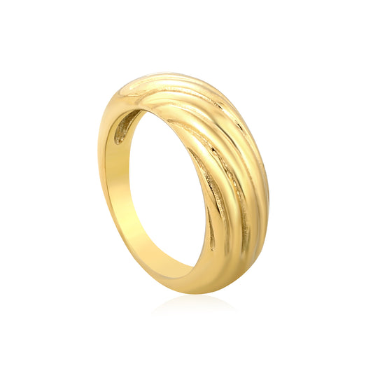 Wholesale 18K Gold Plated Multi-Wire Twist Ring Parallel Lines Textured Detail Light Luxury