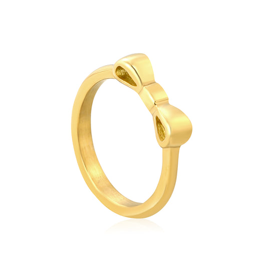 Wholesale 18K Gold Plated Bow Motif Ring Delicate Festive Accent Holiday Celebration Jewelry