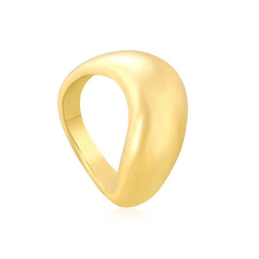 Wholesale 18K Gold Plated Organic Pebble Ring Fluid Dome Minimalist Sculpture Modern Wear