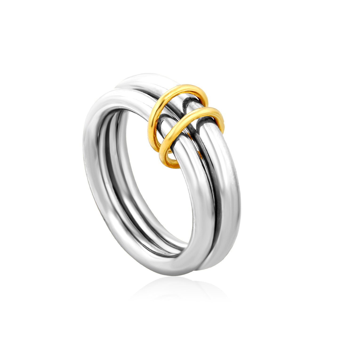 Wholesale 18K Gold Plated Multi-Loop Interlock Ring Twisted Circle Sculpture Light Luxury Art
