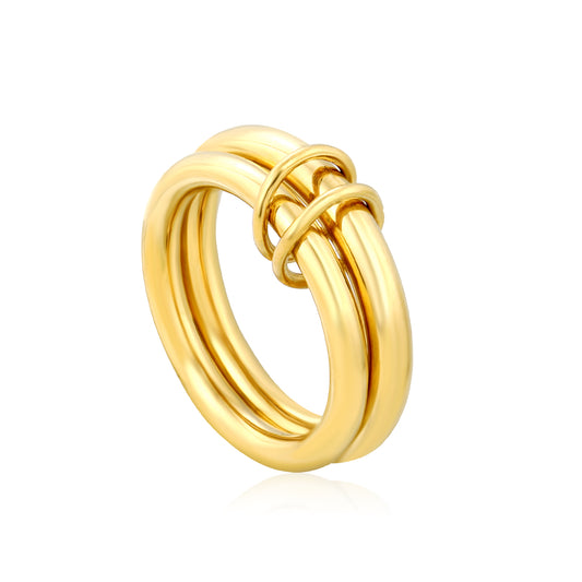 Wholesale 18K Gold Plated Multi-Loop Interlock Ring Twisted Circle Sculpture Light Luxury Art