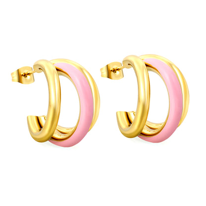Bulk 18K Gold Huggie Earrings Colorful Drip Enamel Coating Hypoallergenic