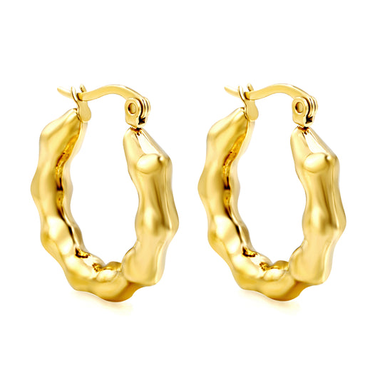 Wholesale Edgy Irregular - Texture Gold Hoop Earrings for Accessory Vendors