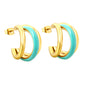 Bulk 18K Gold Huggie Earrings Colorful Drip Enamel Coating Hypoallergenic