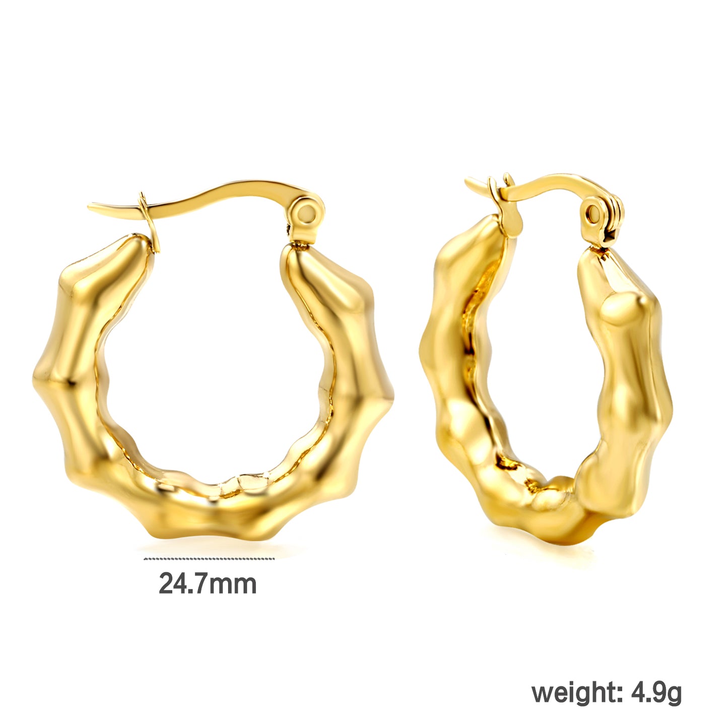 Wholesale Edgy Irregular - Texture Gold Hoop Earrings for Accessory Vendors