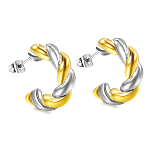 Bulk Two Tone Twisted Earrings Versatile Style