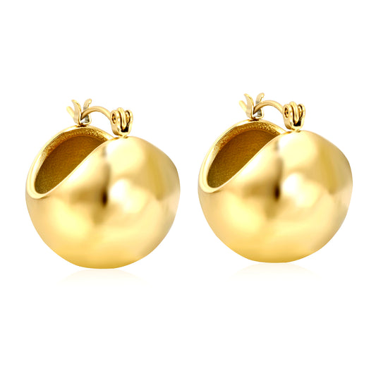 Wholesale Stainless Steel Half Round Ball Hollowed Out Earrings Celestial Texture