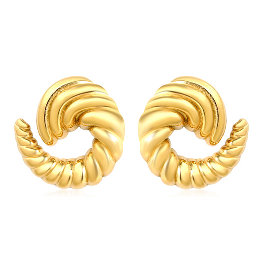 Bulk 18K Gold Plated Celestial Spiral Horn Stud Earrings