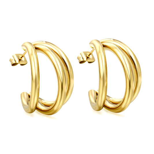 Wholesale Stainless Steel Triple C Shaped Earrings Modern