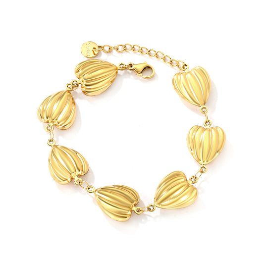 Wholesale 18K Gold Plated Lantern Bead Bracelet Vertical Fluting Vintage Industrial Light Luxury