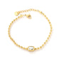 Wholesale 18K Gold-Plated Steel Ball Chain Bracelet with Gemstone Inlay