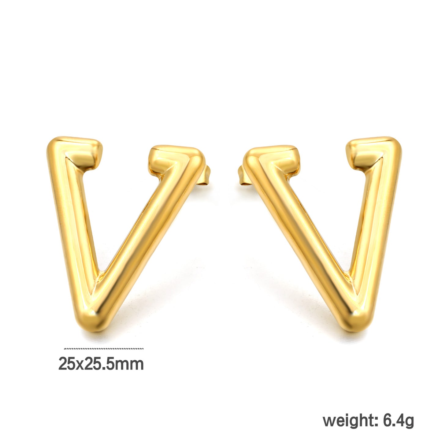 Wholesale Smooth V Gold Earrings for Accessory Vendors