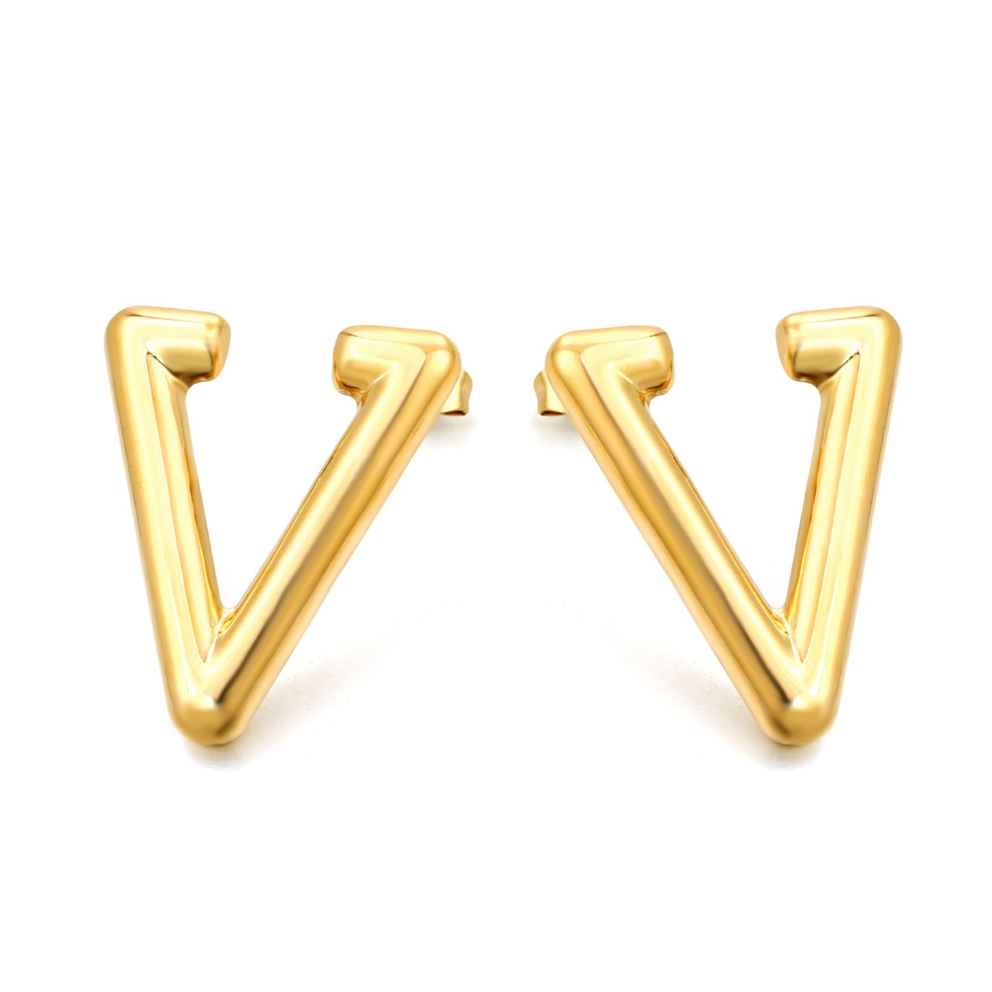 Wholesale Smooth V Gold Earrings for Accessory Vendors