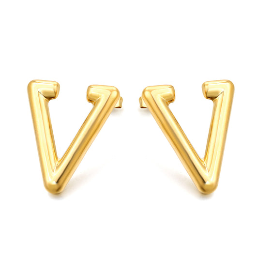 Wholesale Smooth V Gold Earrings for Accessory Vendors