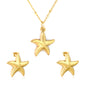 Wholesale 18K Gold Plated Starfish Jewelry Set Textured Surface Necklace Earrings Industrial Coastal