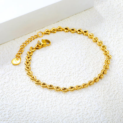 Stainless steel small heart chain + round tail tag bracelet jewelry supplier