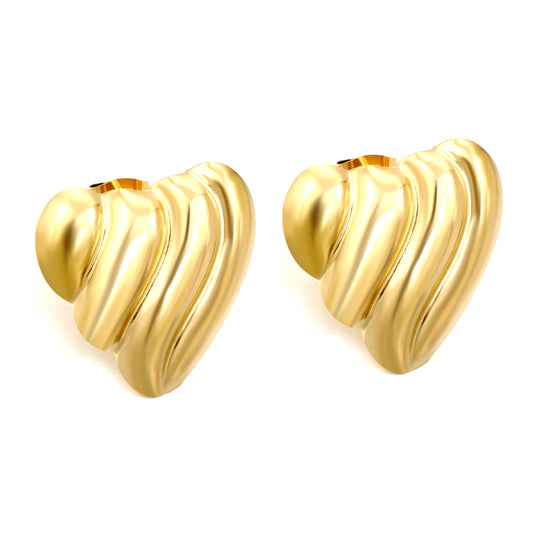 Wholesale Stainless Steel Patterned Heart Stud Earrings Playful Cute