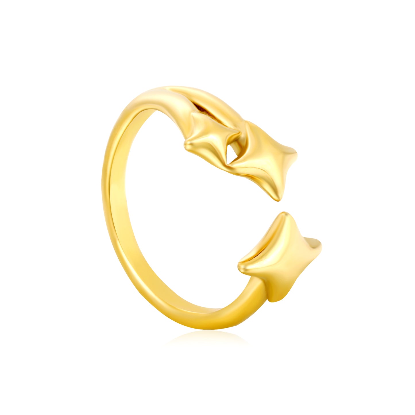 Wholesale Waterproof PVD Gold 13mm Three Lucky Stars Open Ring