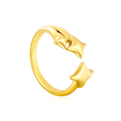 Wholesale Waterproof PVD Gold 13mm Three Lucky Stars Open Ring